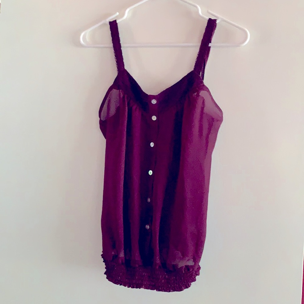 Cute plum tank. Gather waist, adj straps L (girls)